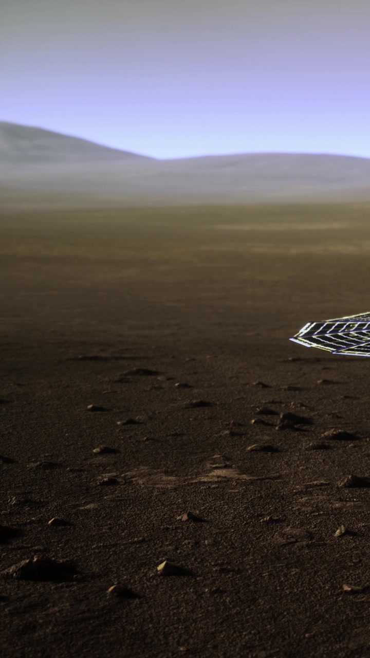 Mission rover explores the surface of mars under a clear sky