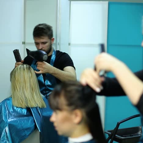professional hairdresser cutting hair