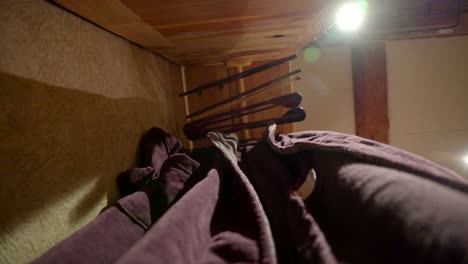 upside view of the hangers on the cabinet