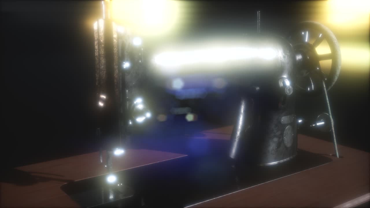 어두운 곳에서 오래된 레트로 바느질 기계