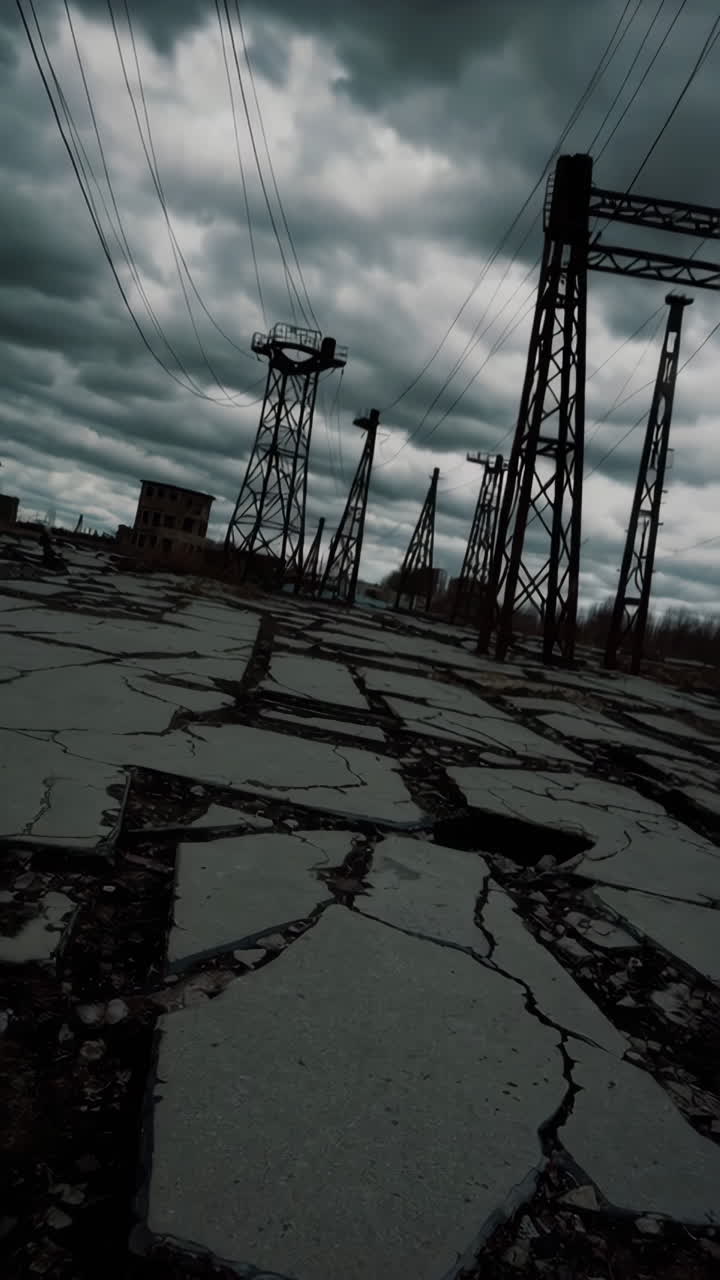 Abandoned Industrial Site Under a Cloudy Sky