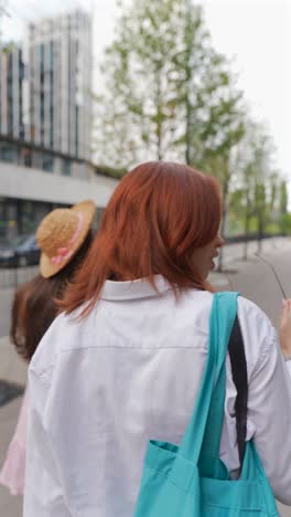 women walking in a city