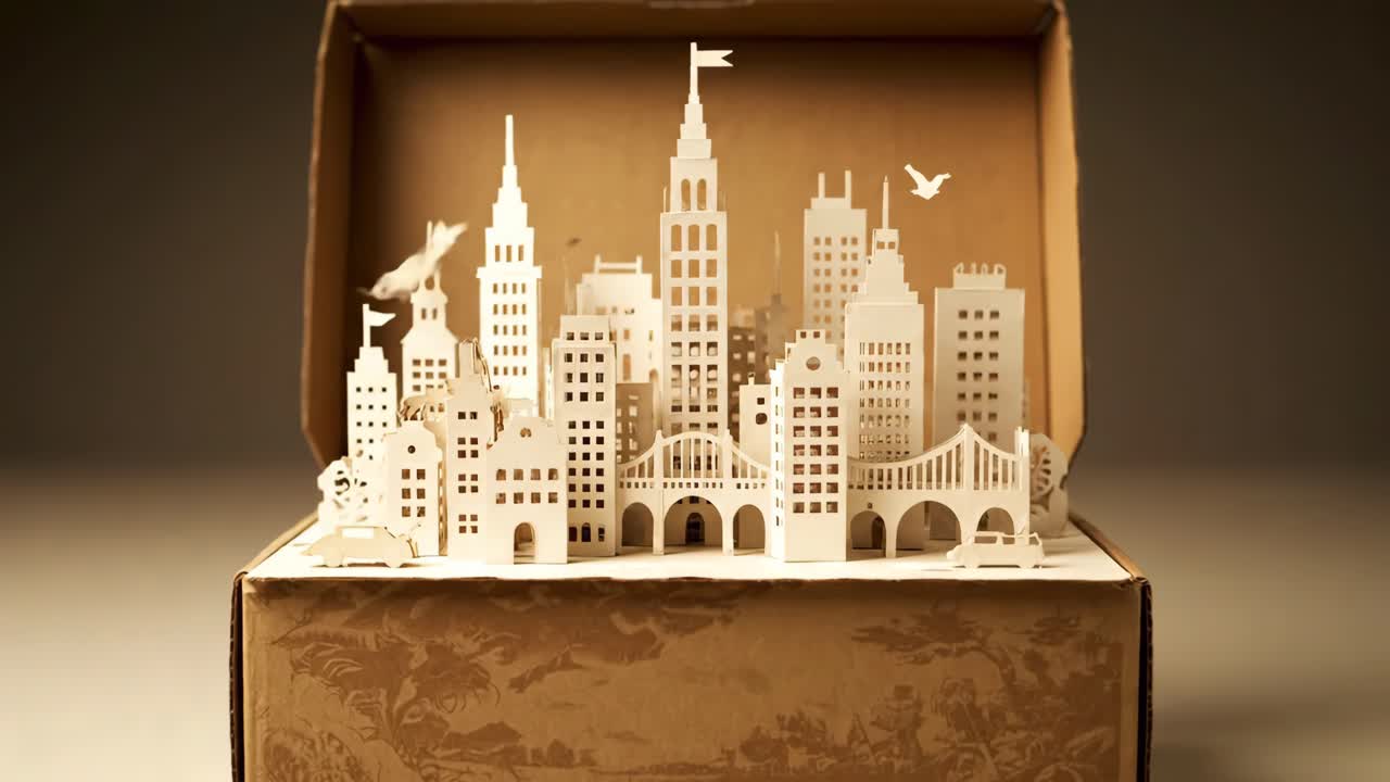 Paper Cityscape Diorama in a Box