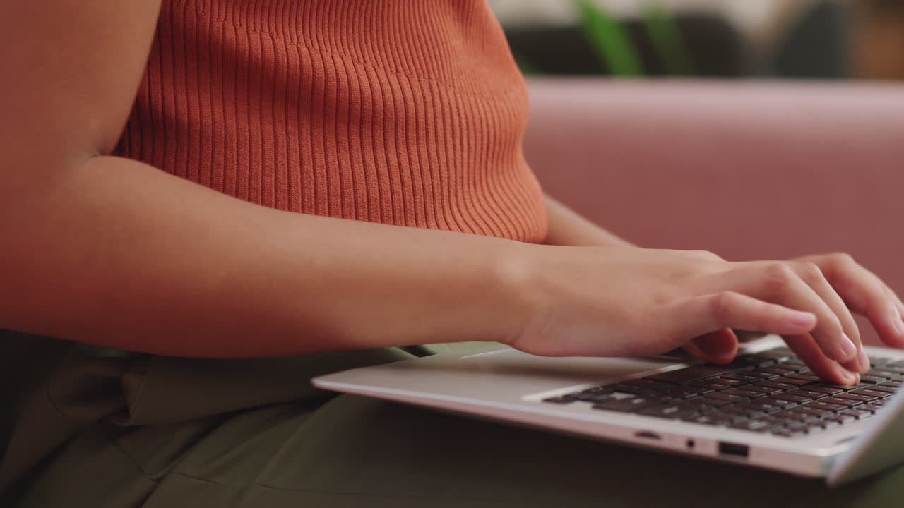 Child Hands Typing On Laptop