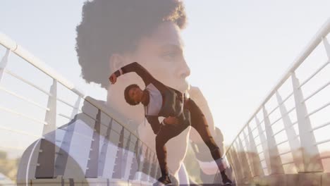 animación de un hombre afroamericano estirándose al aire libre