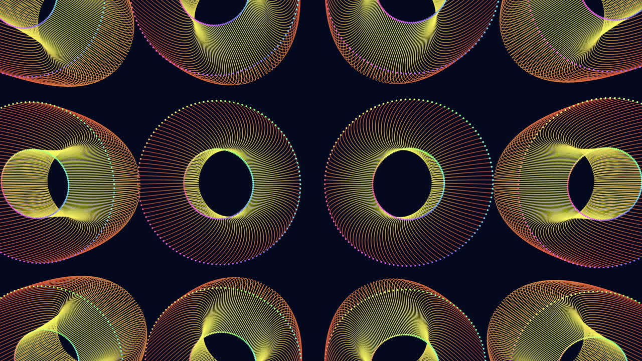 círculos giratorios coloridos en un patrón circular