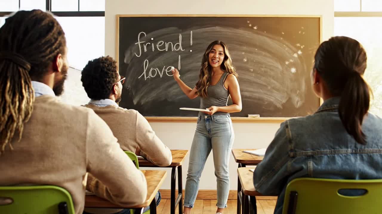 Diversi studenti che imparano insieme in un'aula moderna