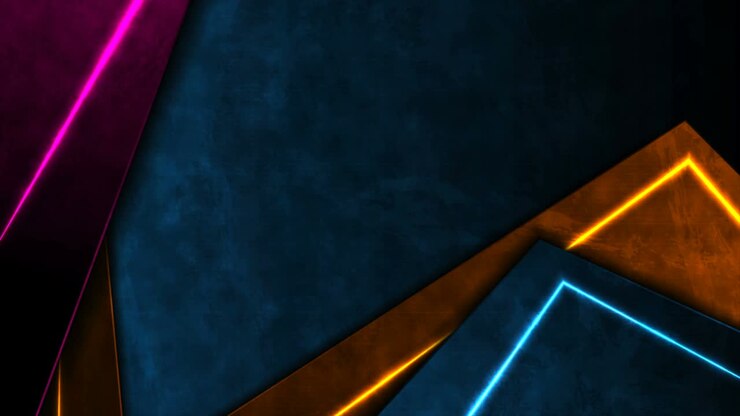 Sfondo animato con linee laser neon colorate su parete luminosa effetto grunge