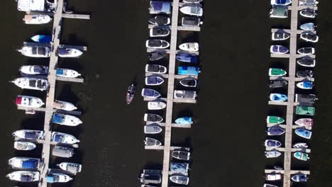 overhead of boats at marina in ontario, canada