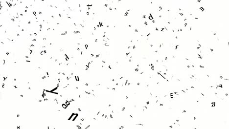 Digital-rain-of-black-alphabet-on-white-background