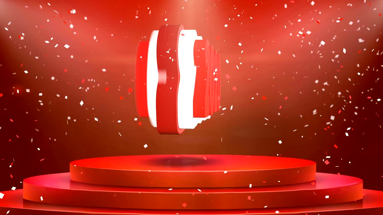 텍스트 애니메이션 무대 포디움 콘페티 루프 애니메이션