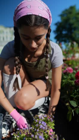 teenager gardening in the city