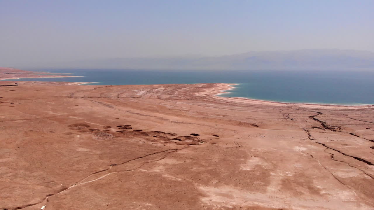 Dead sea Landscape and Sinkholes Aerial view Israel