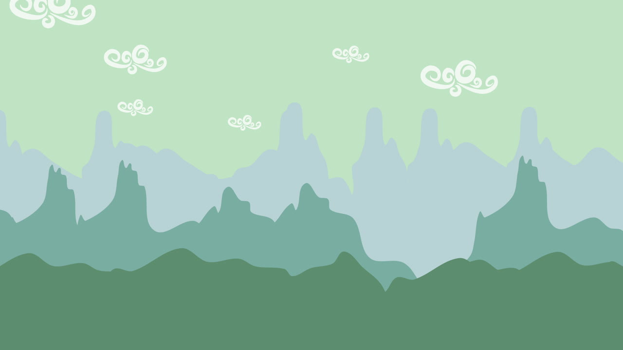 산과 구름 추상 배경으로 만화 애니메이션 배경
