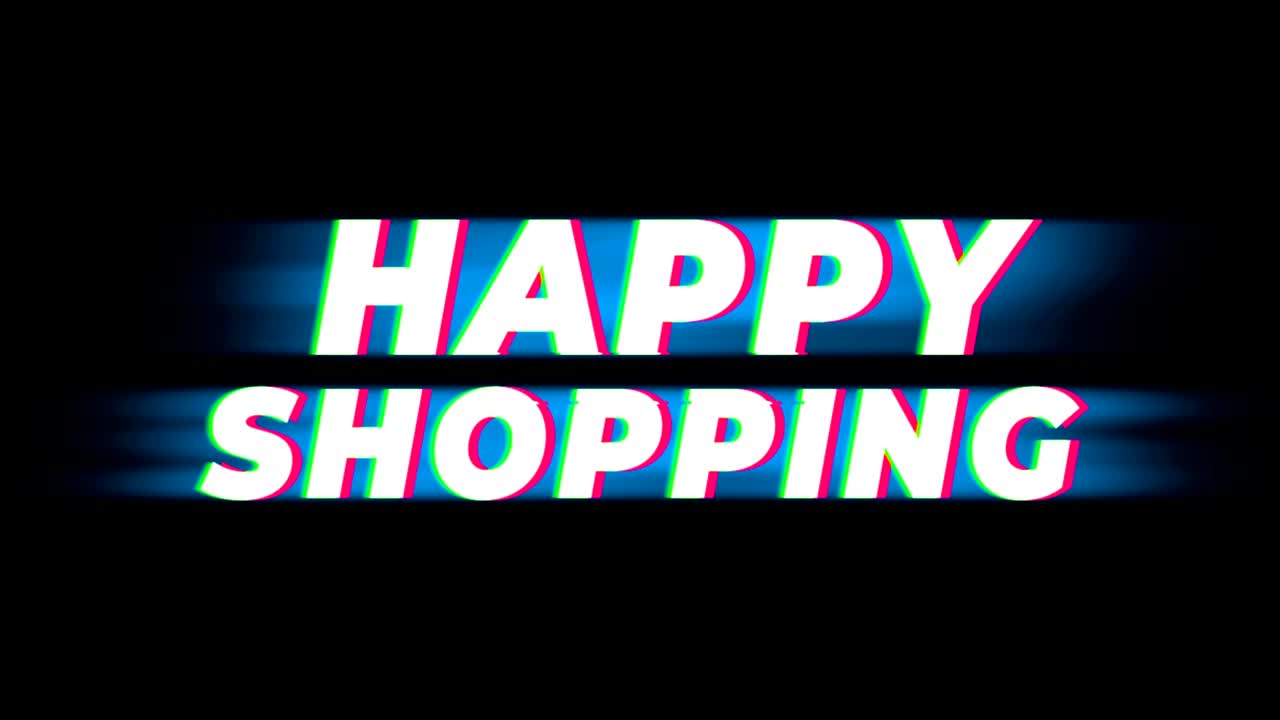 행복한 쇼핑 문자 빈티지 글리치 효과 프로모션