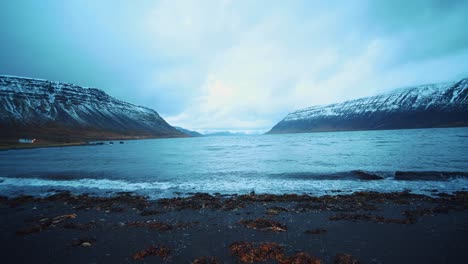 breathtaking icelandic fjord landscape and beautiful black sand beach