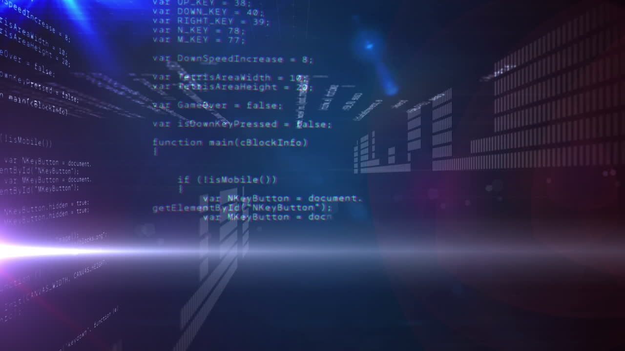 animación de luces brillantes azules y rosas sobre capas de procesamiento de datos sobre fondo negro