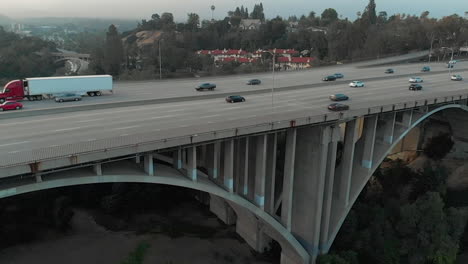 aerial of cars on ventura fwy in la, california