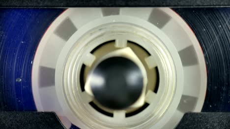 old audio cassette reel playing. close-up.