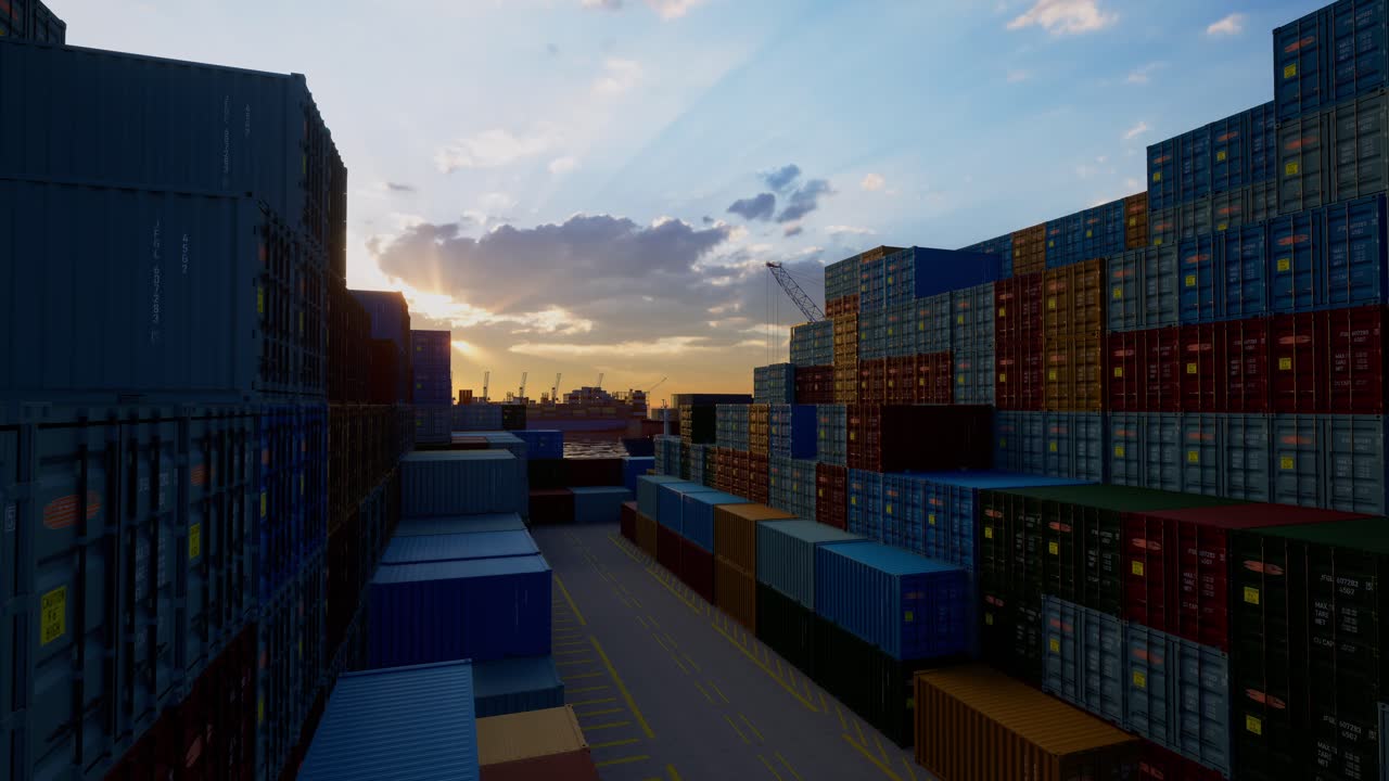 Containers In The Port, Shipping And Transportation Concept