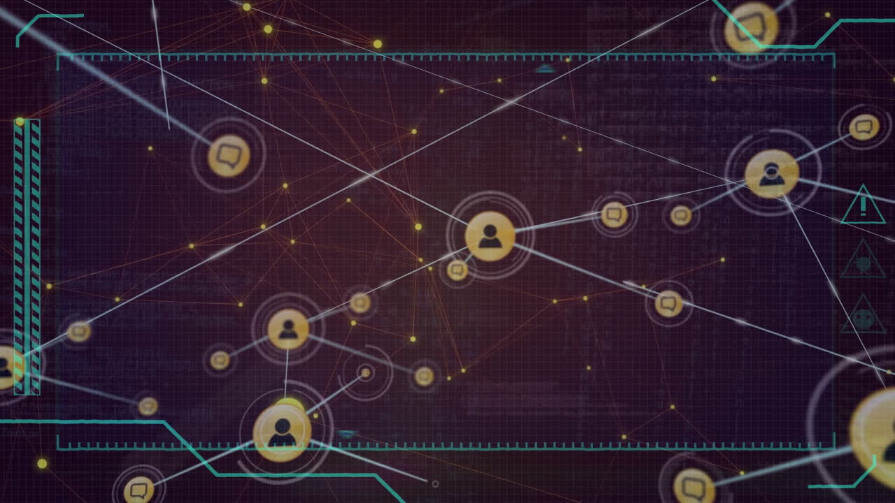 animación de la red de conexiones con personas iconos sobre el procesamiento de datos