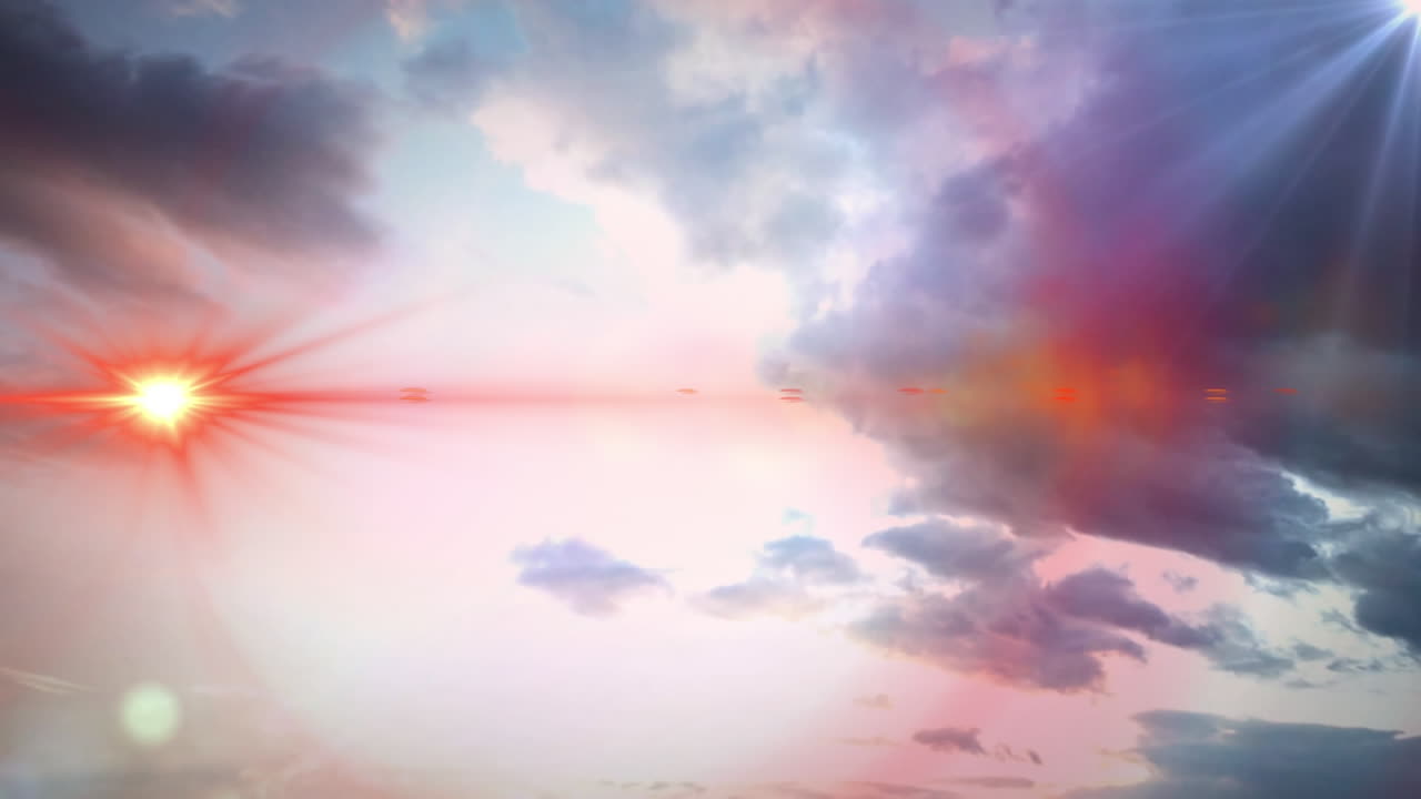 빛 효과와 함께 구름 하늘의 애니메이션, 복사 공간