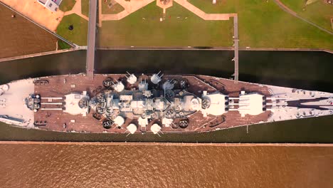 overhead revels of the uss alabama in mobile, alabama