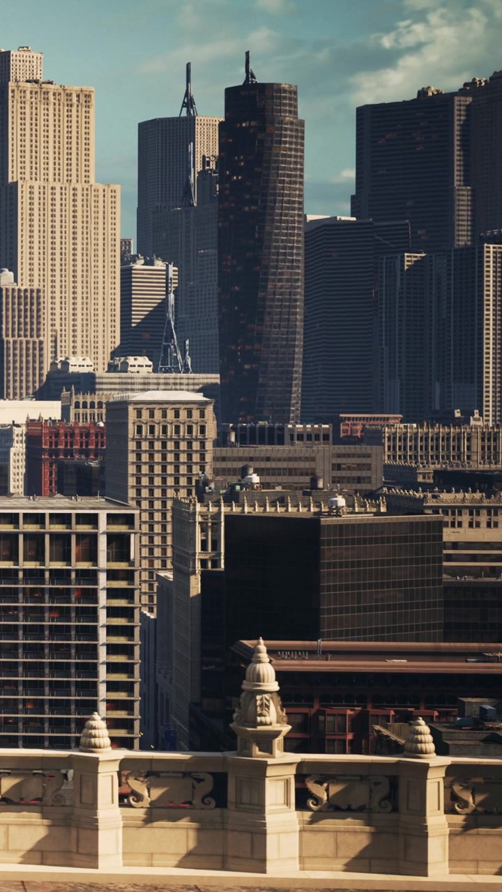 Vista dello skyline di edifici urbani in una grande città in una giornata di sole