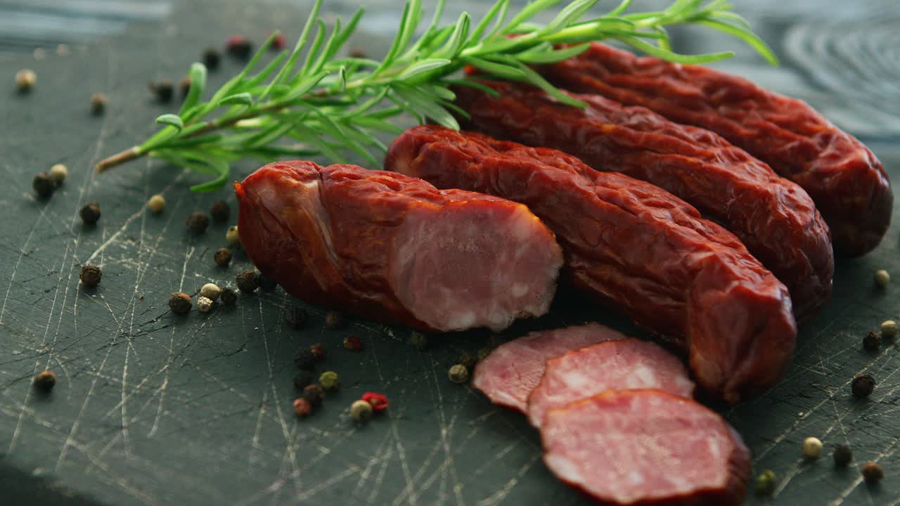 기내에서 훈제 소시지와 향신료