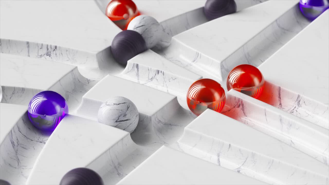 대리석 표면에 구의 추상적인 기하학적 배열