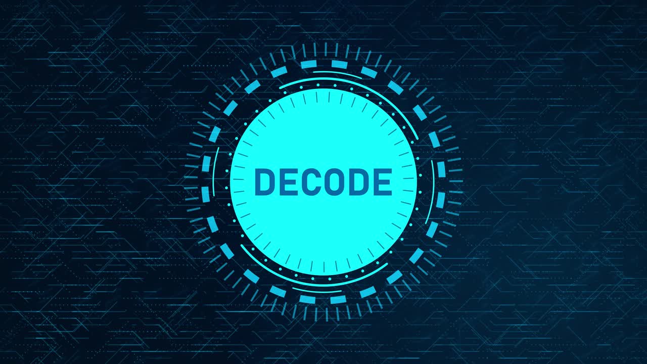 Animated Decode Text Over Digital Circuit Cyber Tech HUD Reveal