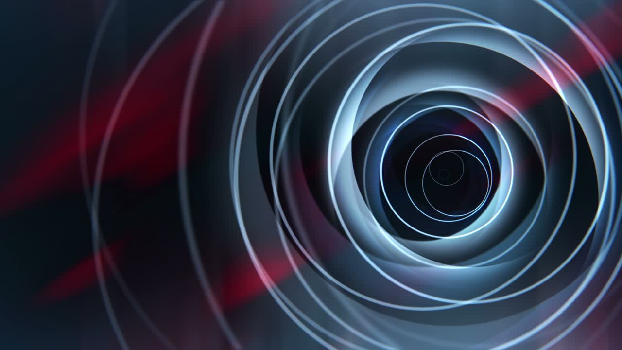 anillos de rotación de iluminación azul abstracto con animación de brillo