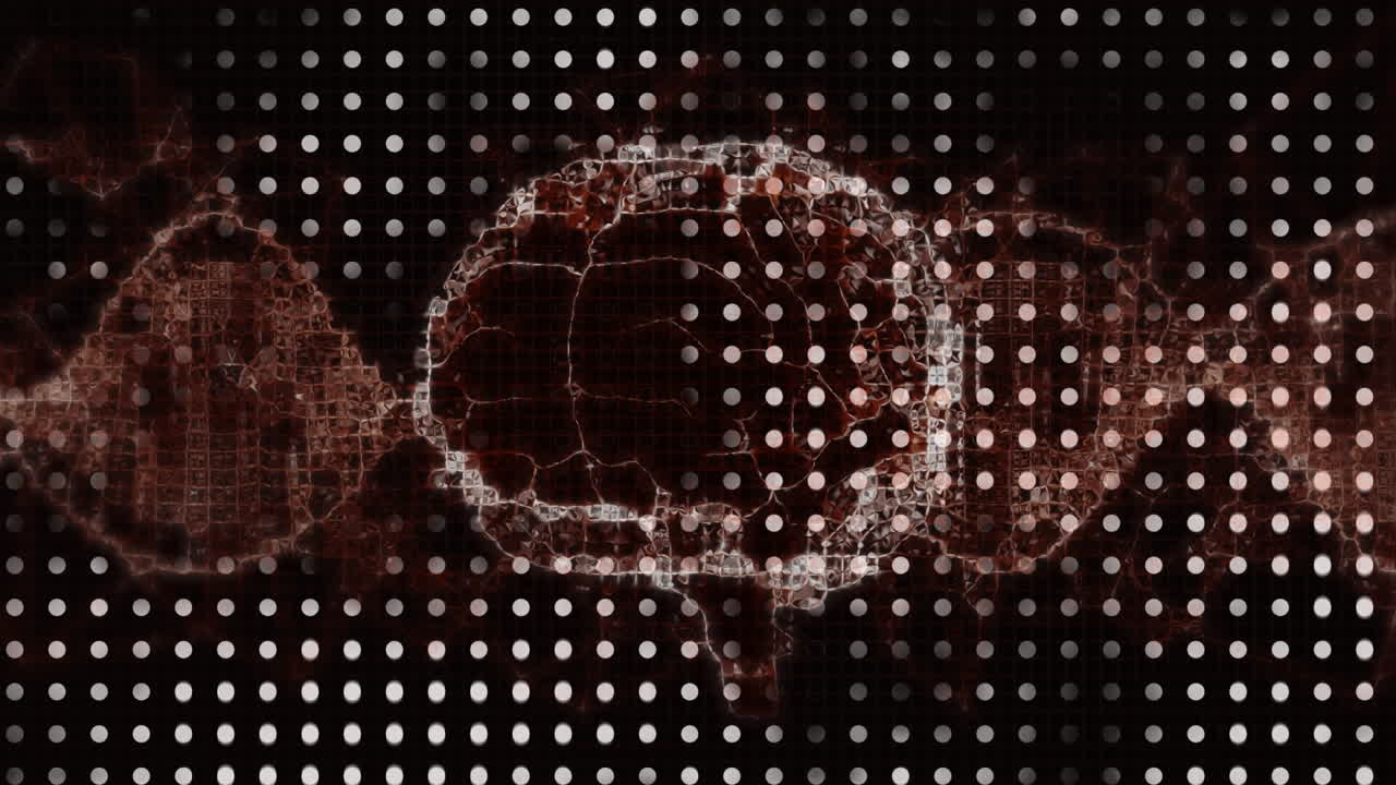 animación de manchas blancas que se mueven sobre el cerebro digital