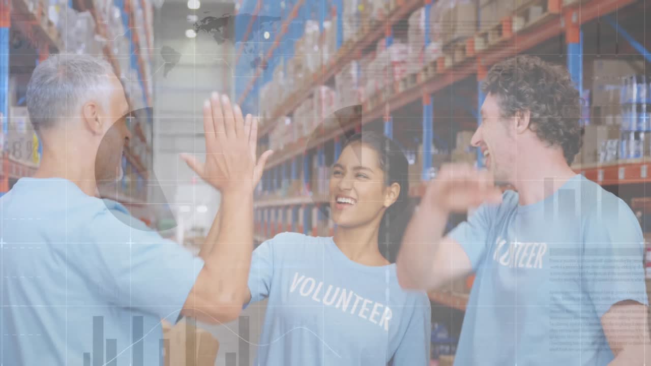 animación del procesamiento de datos sobre las personas que trabajan en el almacén