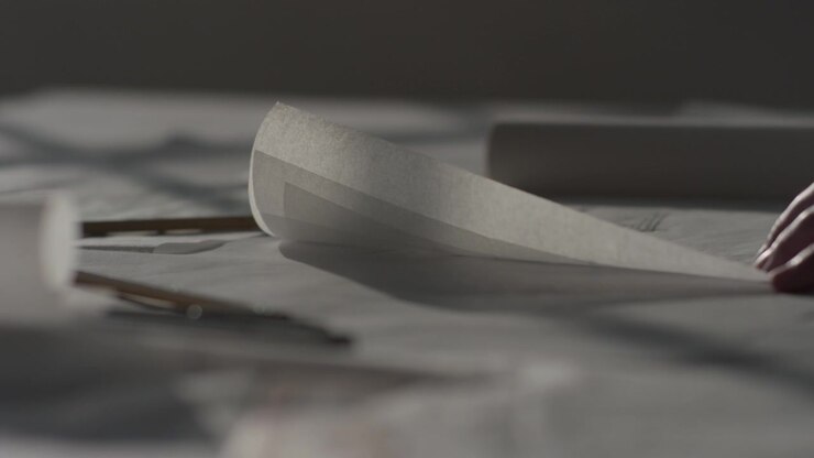A person paging through pieces of paper