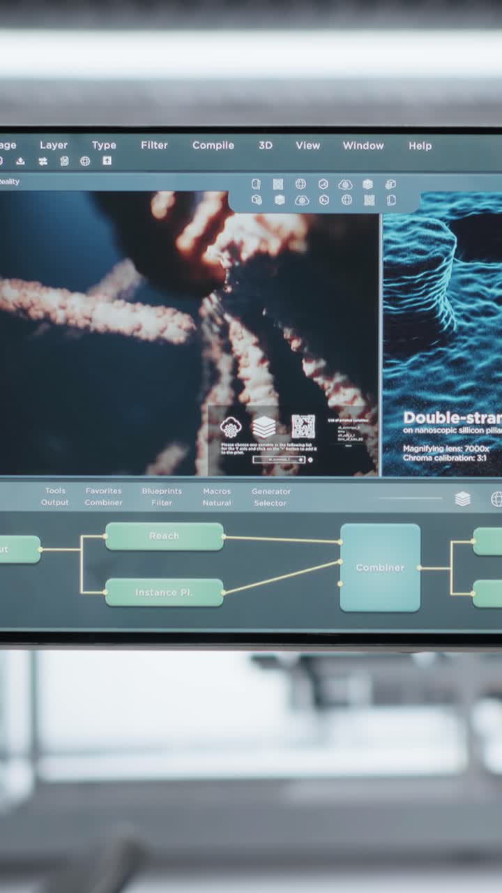 Vertical Video Quiet research lab prepared for new clinical study featuring empty workstations