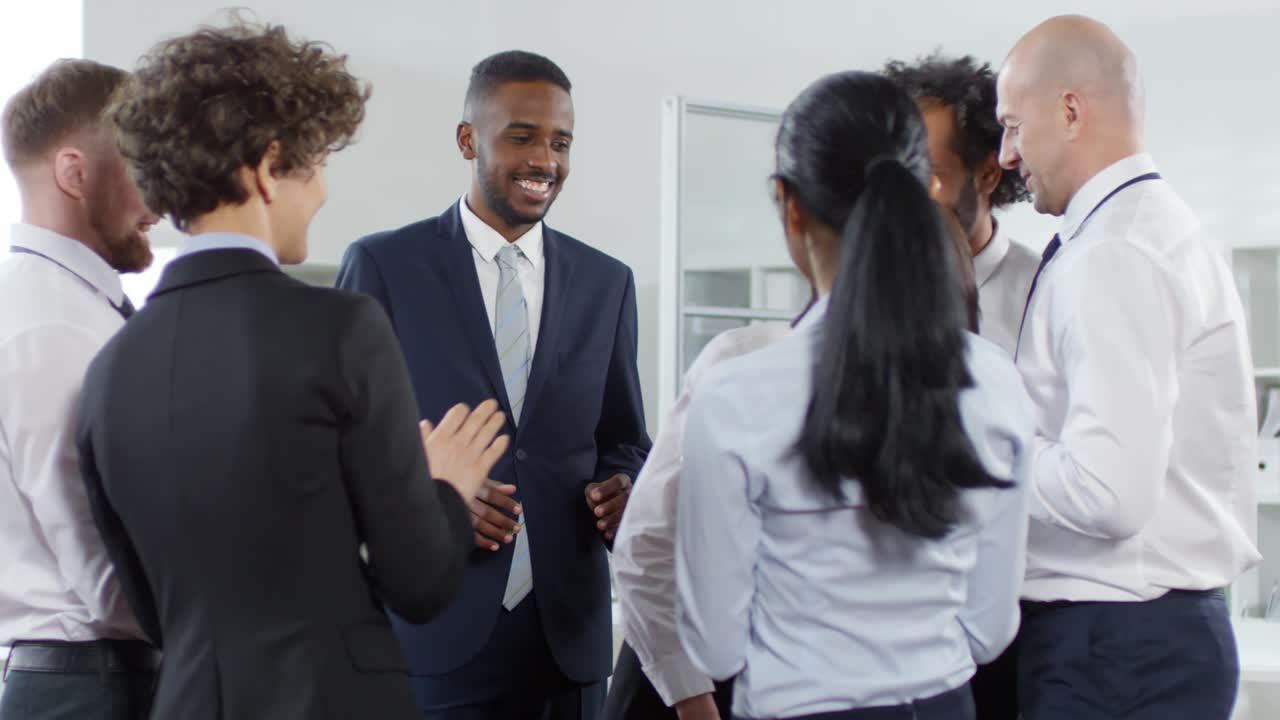 Happy Office Colleagues Playing Trust Game
