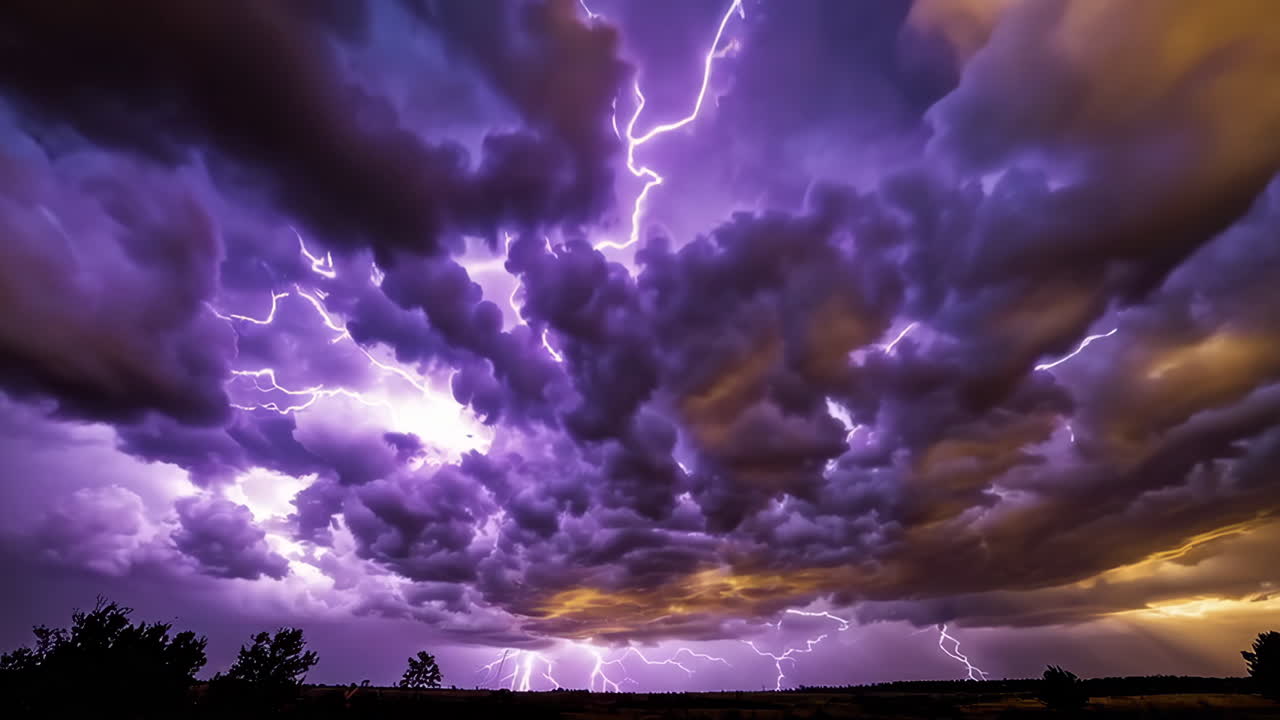 poderosas nubes de tormenta con relámpagos