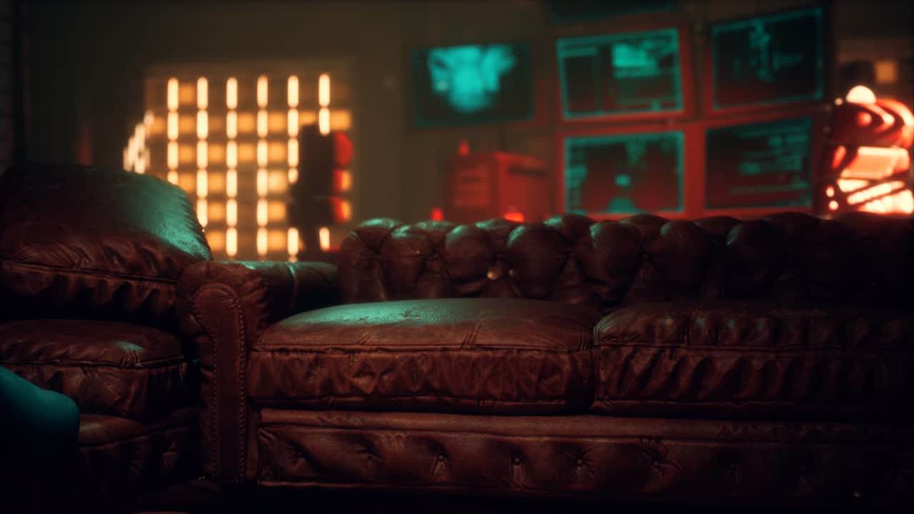 interni sci futuristici con luci al neon