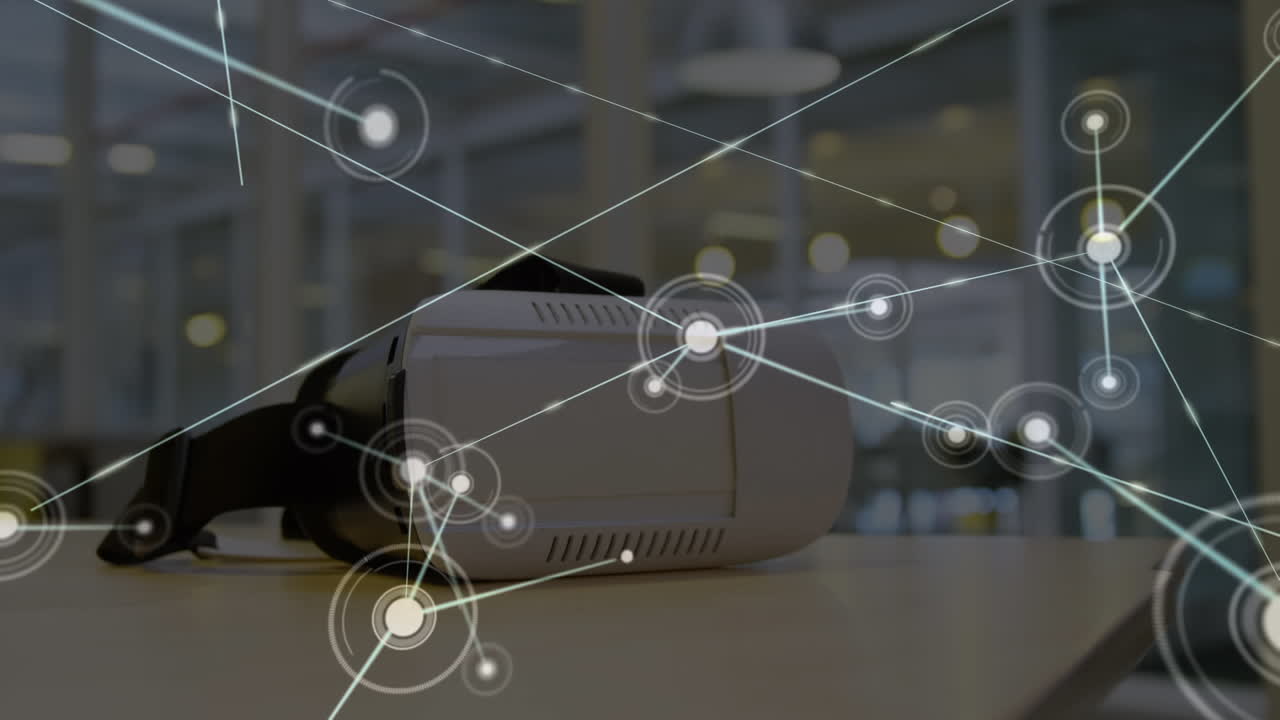 animación de la red de conexiones a través de auriculares vr