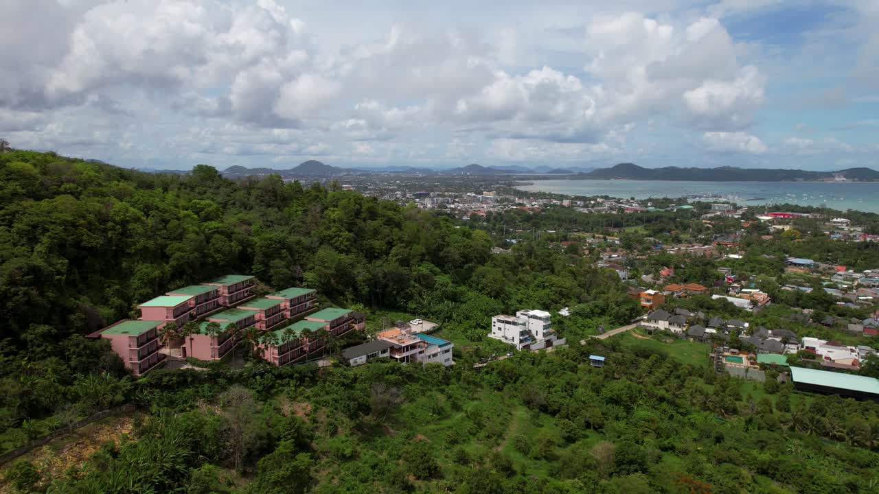Luxurious hotel resorts along the stunning coastline and bay of Phuket Island in Thailand, Hotel resorts on Phuket island sea coast Thailand vacation background