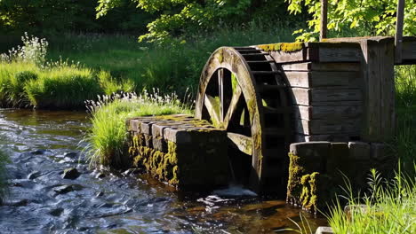 old water wheel in a creek