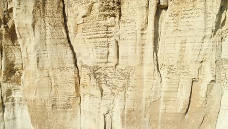 close-up of a layered rock face