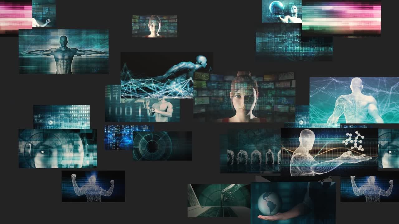 미래 기술 개념과 함께 인터넷 추상적인 배경