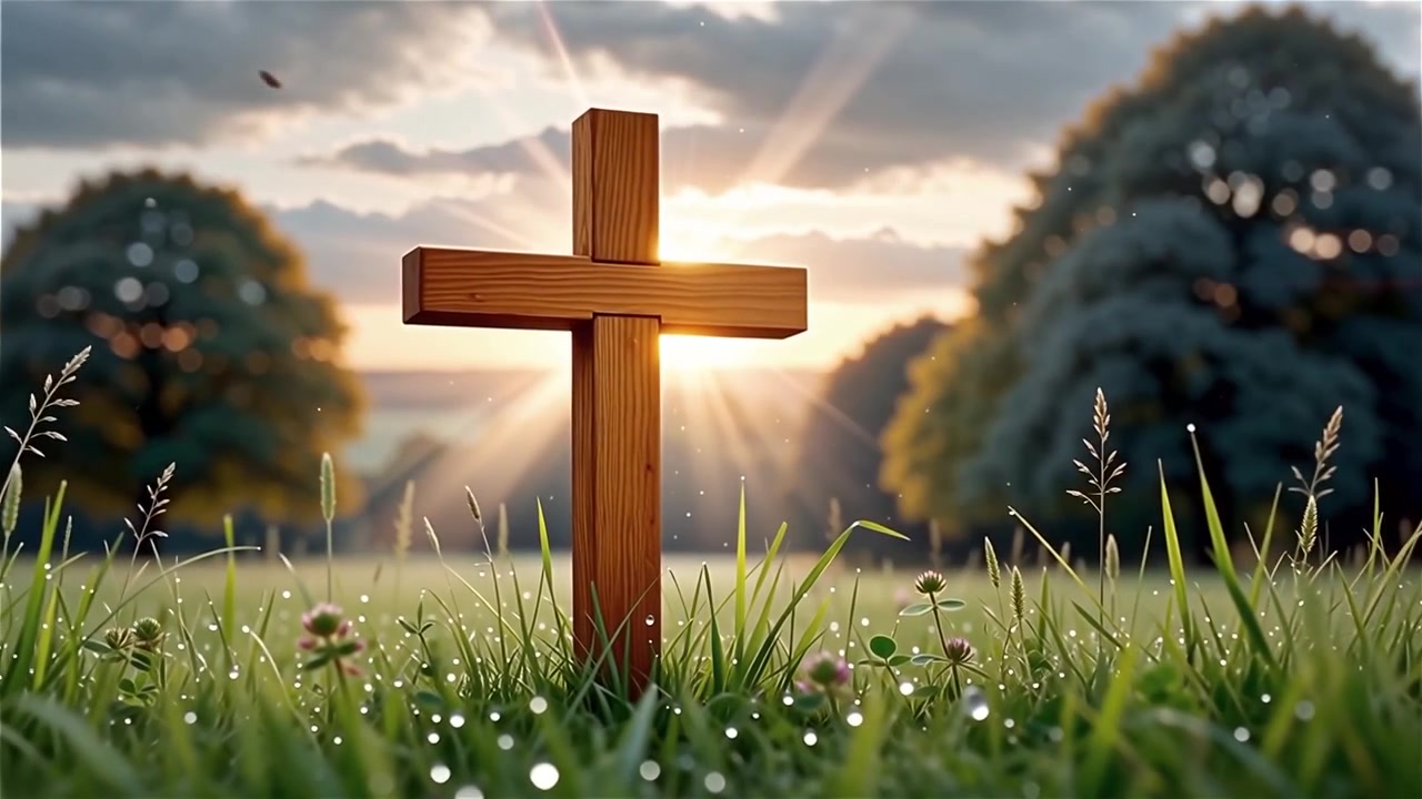 Christian Cross Heavenly Light Worship Background