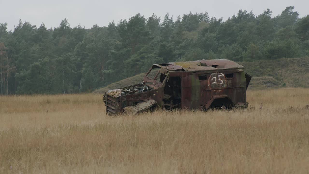 Some old WW2 tanks in the british military training area Senne in Paderborn, Germany