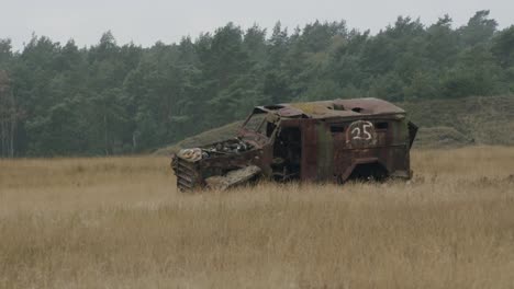 Some-old-WW2-tanks-in-the-british-military-training-area-Senne-in-Paderborn,-Germany