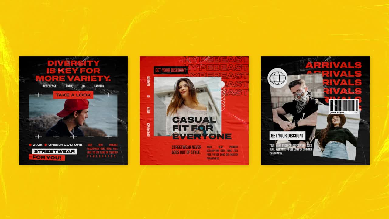 Streetwear Fashion and Casual Wear Poster Designs