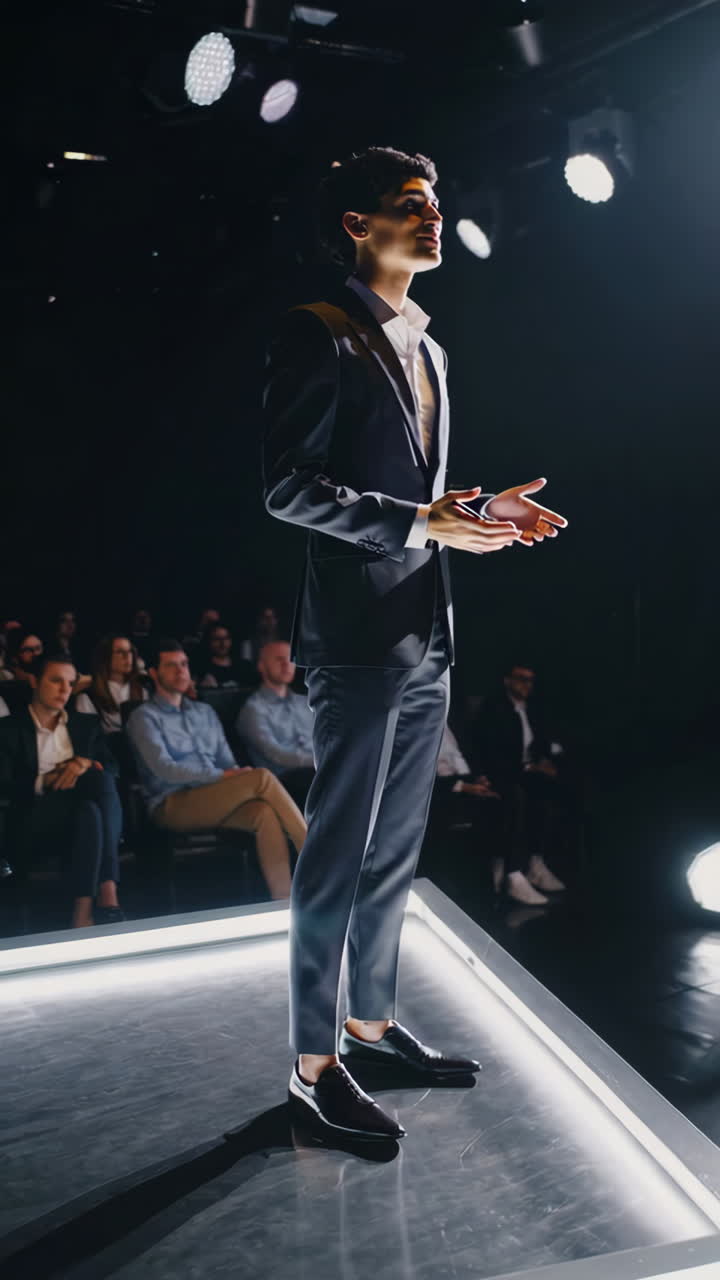 Presentazione aziendale di un uomo in abito formale