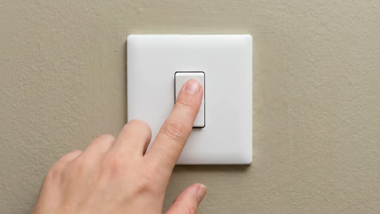 Finger Pressing Light Switch On and Off
